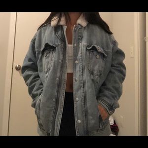 American Eagle jean jacket with a fluffy inside!